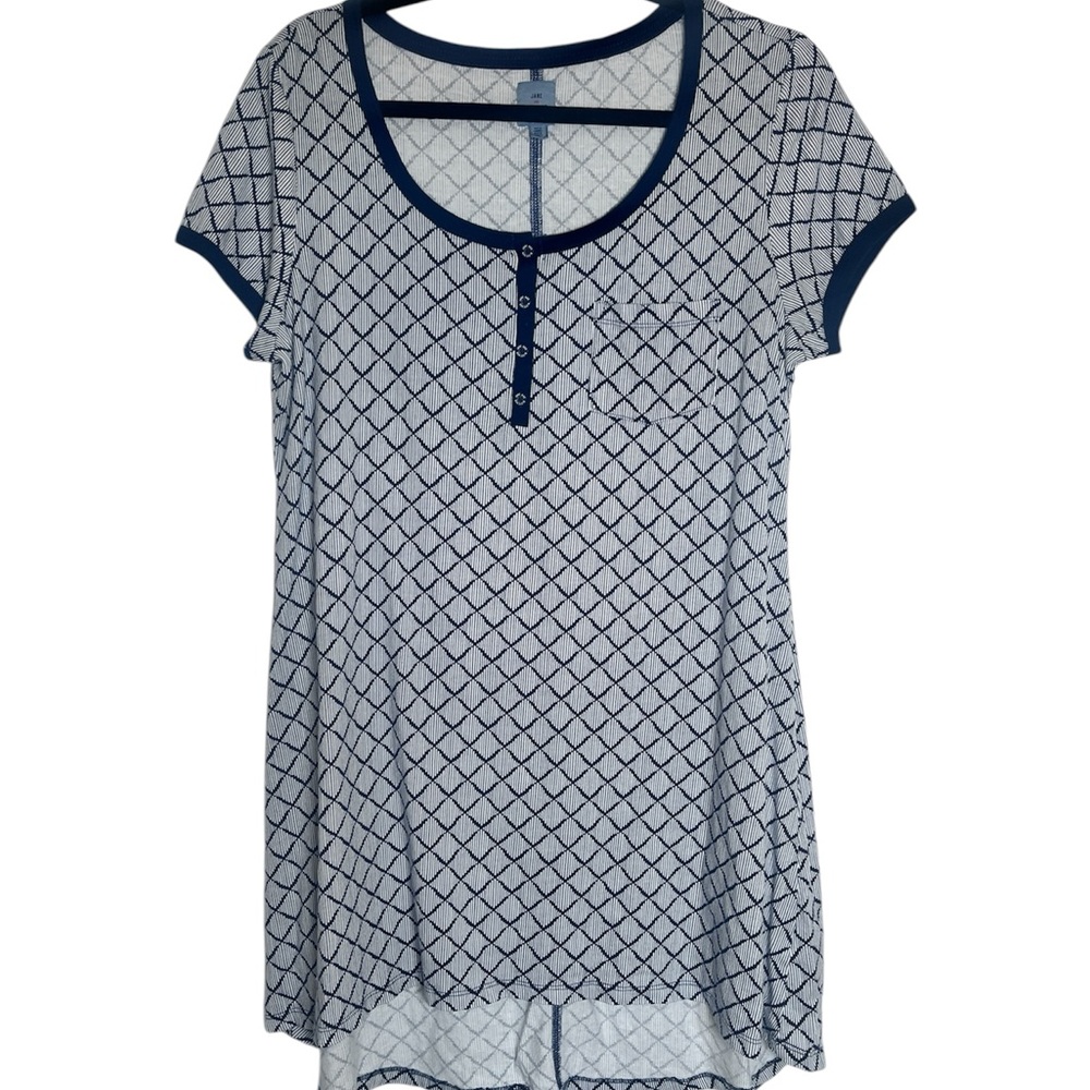 Jane and Bleecker Nightgown, Navy Blue and White, Size M